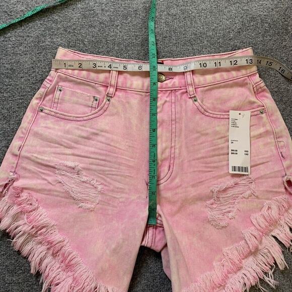 BDG Shorts Womens 24 Pink Carla High Waisted Cutoff Distressed Urban Outfitters - Picture 5 of 12